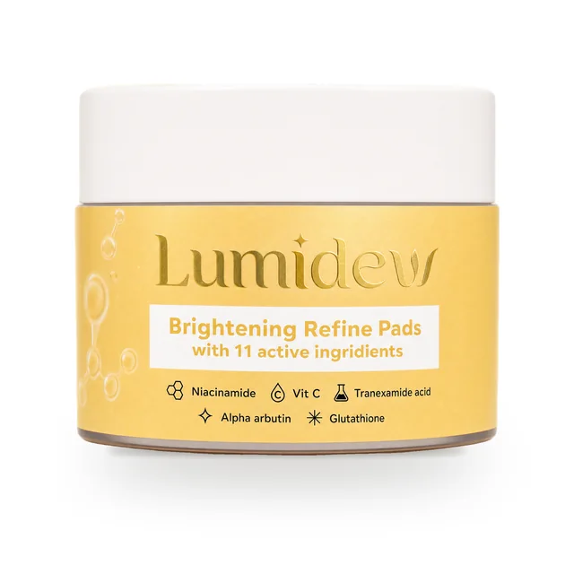 Jar Lumidew Brightening Refine Pads berwarna kuning