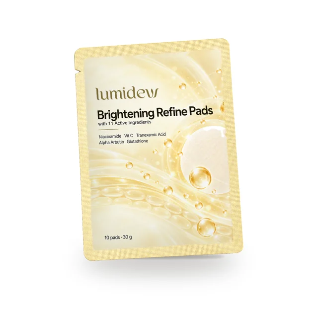 Sachet Travel Size Lumidew Brightening Refine Pads berwarna kuning
