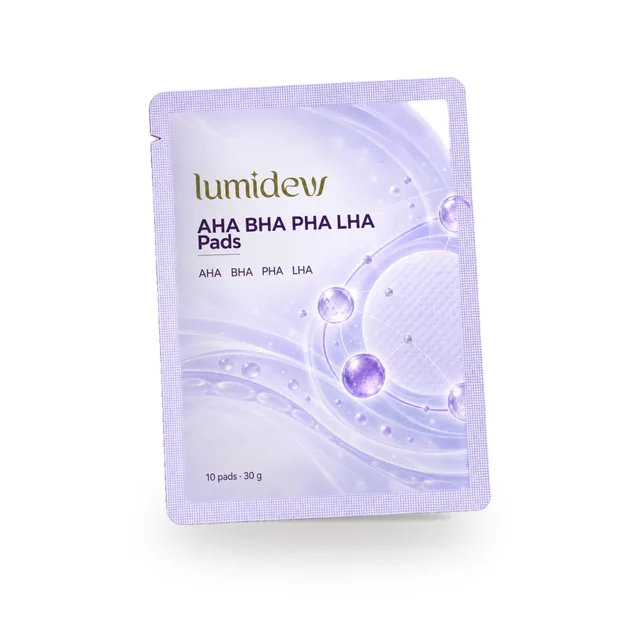Sachet Travel Size Lumidew Exfoliating Pads berwarna ungu