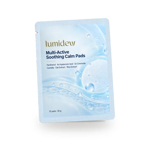 Sachet Travel Size Lumidew Multi-Active Soothing Calm Pads berwarna biru